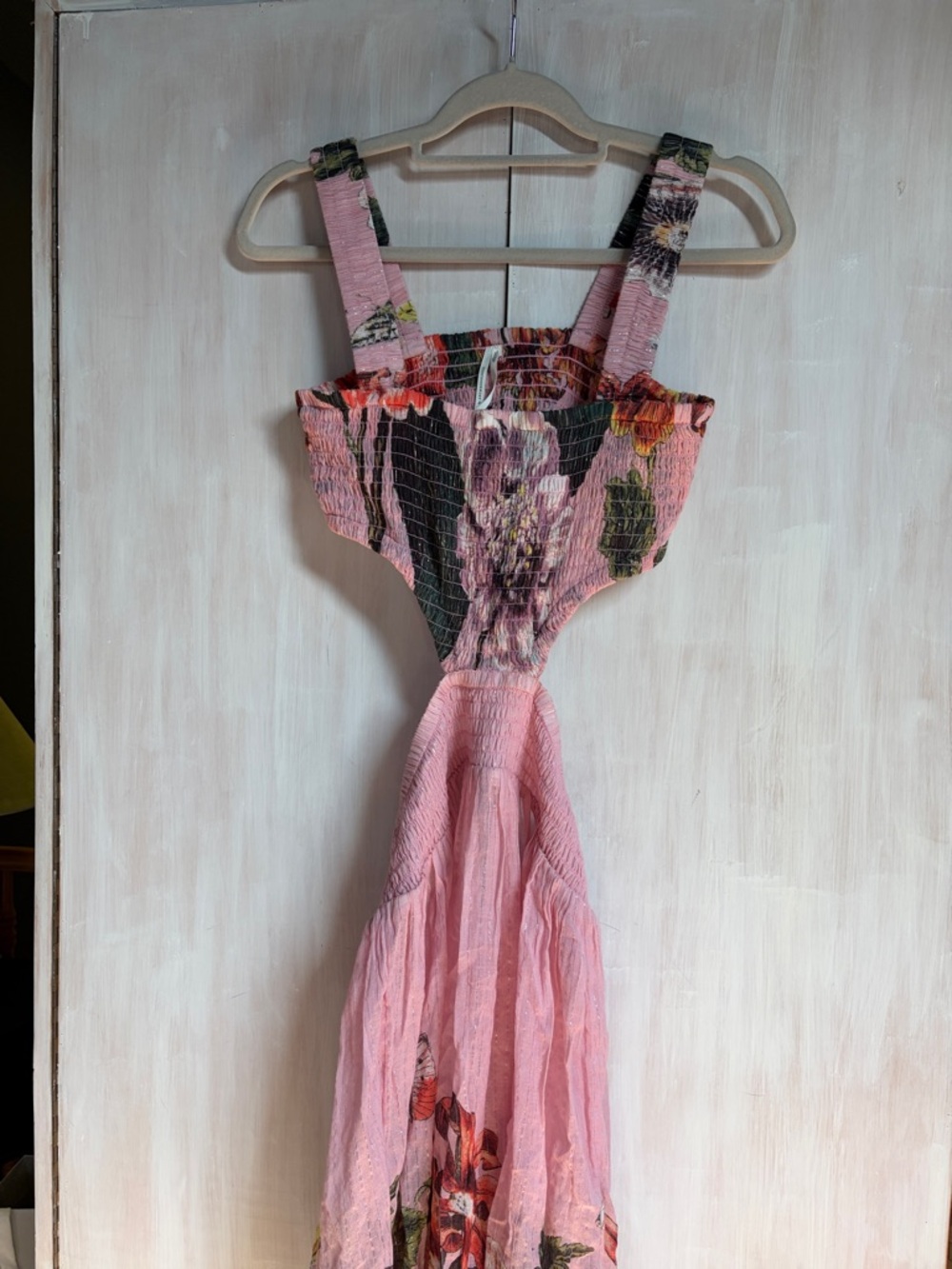 Anthropologie Women’s Pink Floral Cutout Maxi Dress